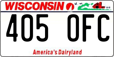 WI license plate 405OFC