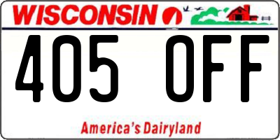 WI license plate 405OFF