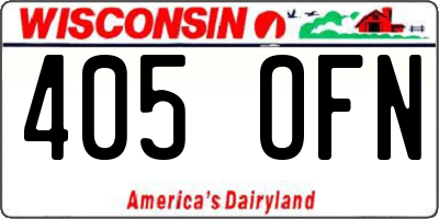 WI license plate 405OFN