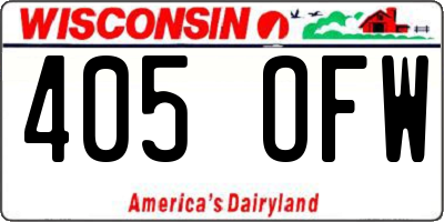 WI license plate 405OFW