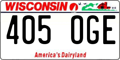 WI license plate 405OGE