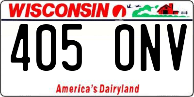 WI license plate 405ONV