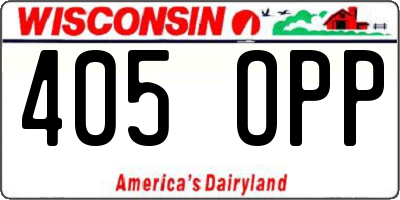 WI license plate 405OPP