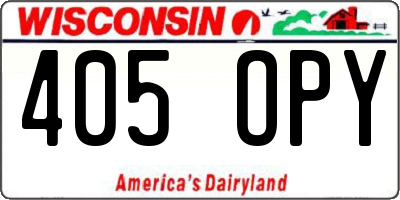 WI license plate 405OPY