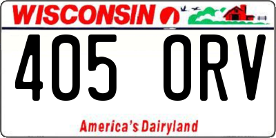 WI license plate 405ORV