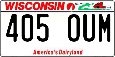 WI license plate 405OUM