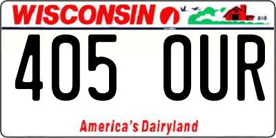 WI license plate 405OUR