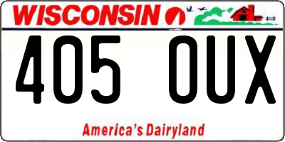 WI license plate 405OUX