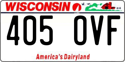 WI license plate 405OVF
