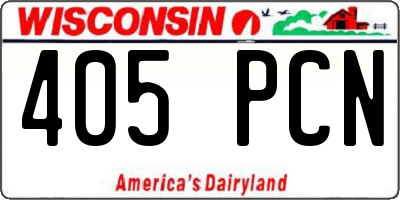 WI license plate 405PCN