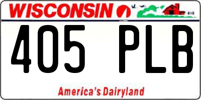 WI license plate 405PLB