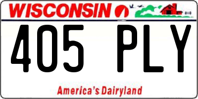 WI license plate 405PLY