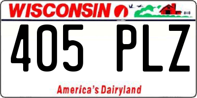 WI license plate 405PLZ