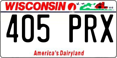 WI license plate 405PRX