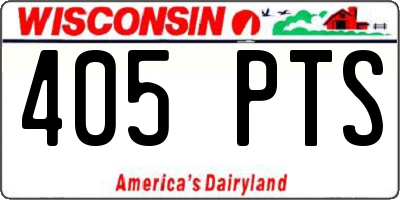 WI license plate 405PTS