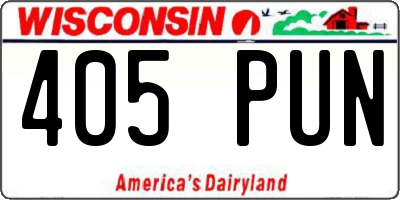WI license plate 405PUN