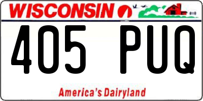 WI license plate 405PUQ