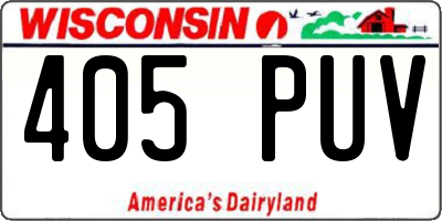 WI license plate 405PUV