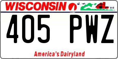 WI license plate 405PWZ