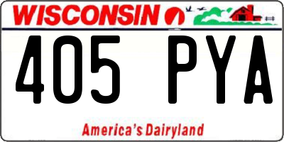 WI license plate 405PYA