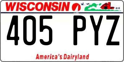 WI license plate 405PYZ