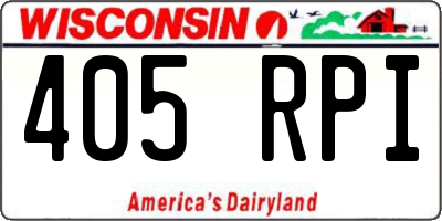 WI license plate 405RPI