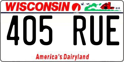 WI license plate 405RUE