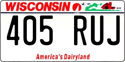 WI license plate 405RUJ