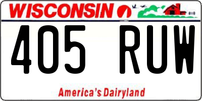 WI license plate 405RUW