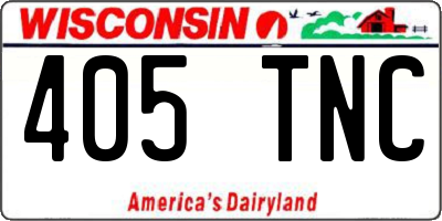 WI license plate 405TNC