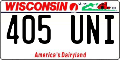 WI license plate 405UNI