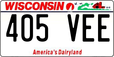 WI license plate 405VEE