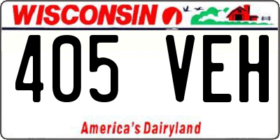 WI license plate 405VEH