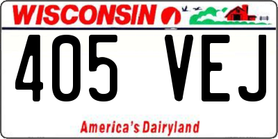 WI license plate 405VEJ