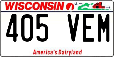 WI license plate 405VEM
