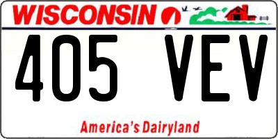 WI license plate 405VEV