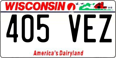 WI license plate 405VEZ