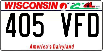 WI license plate 405VFD