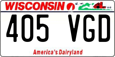WI license plate 405VGD