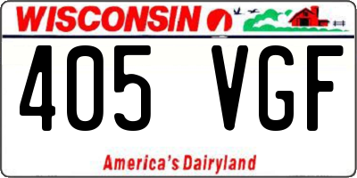 WI license plate 405VGF