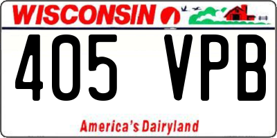WI license plate 405VPB