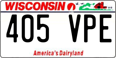 WI license plate 405VPE