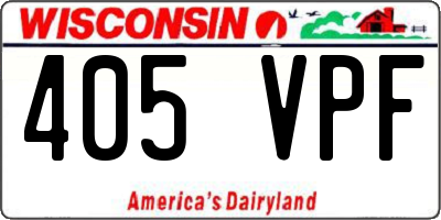 WI license plate 405VPF