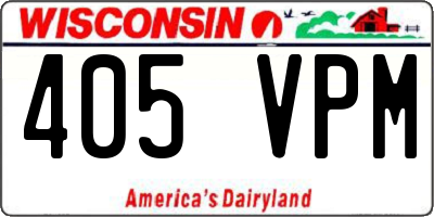 WI license plate 405VPM