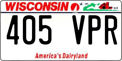WI license plate 405VPR