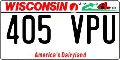 WI license plate 405VPU