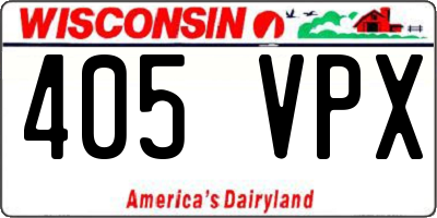 WI license plate 405VPX