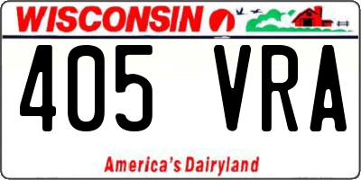 WI license plate 405VRA