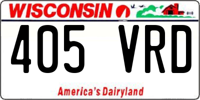 WI license plate 405VRD