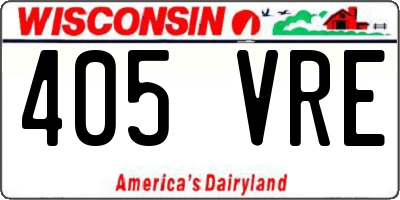 WI license plate 405VRE